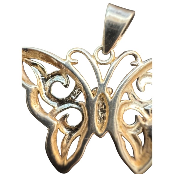 Silver 925 Stamped Butterfly Pendant Charm Insect Jewelry - Picture 4 of 6